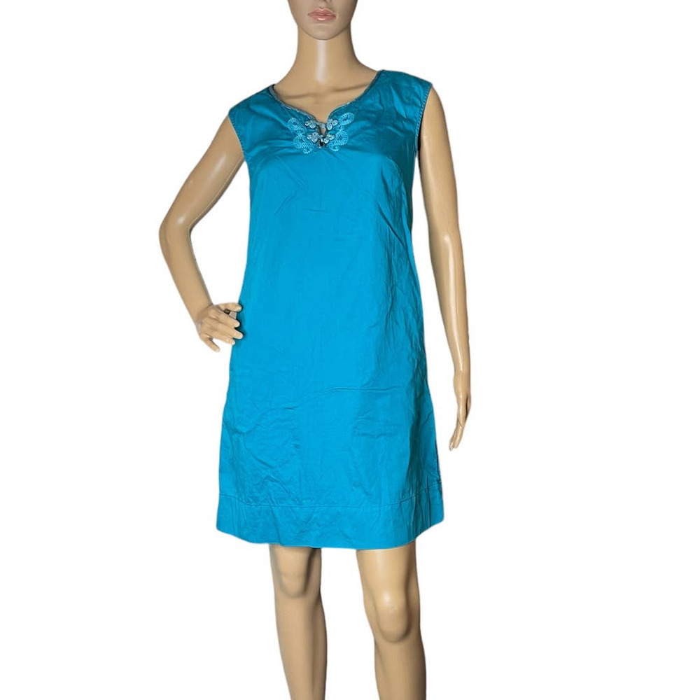 Calypso St Barth by Target Shift Dress Turquoise Size 6‎ Pockets Cotton Casual